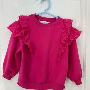 H&M pink sweatshirt with eyelet flutter accents | 3-4T